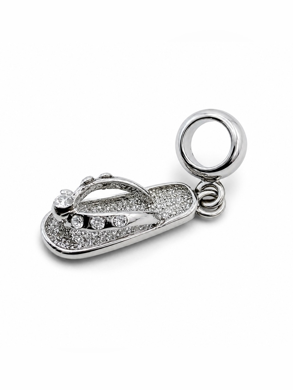 Pavé CZ Flip Flop Dangle Charm Silver - Pandora style - Picture 3 of 5